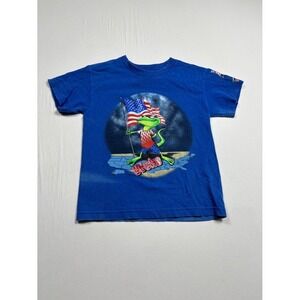 Gecko Hawaii Kids T Shirt Blue Patriotic USA Flag Gecko Graphic Youth Size 6/7